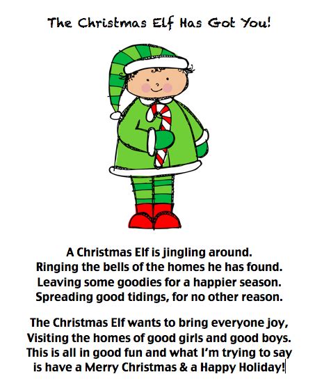 Revised Elf Poem For Elfing We Like To Deliver Cookies To People For