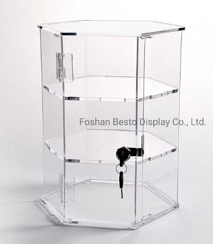 Custom Size Acrylic Display Box With Acrylic Shelf Hinged Acrylic Door