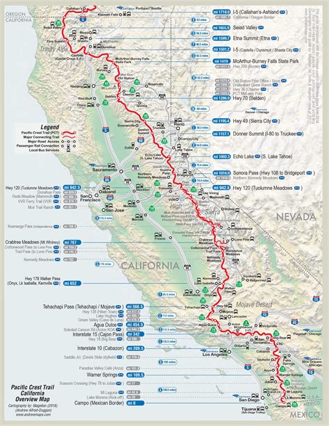 Pct Maps Pacific Crest Trail Pct Trail Hiking Map