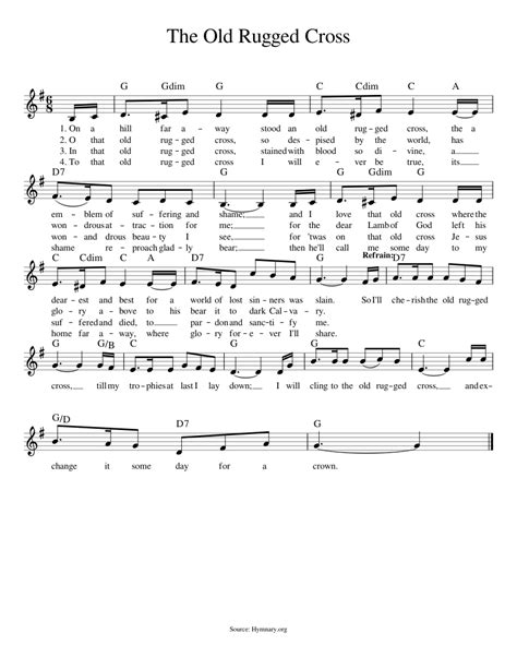 Free Printable Sheet Music For The Old Rugged Cross Printable Templates
