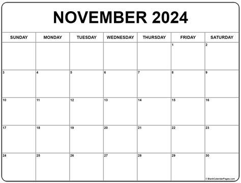 Printable Calendar 2024 Free Monthly November Laney Carmela