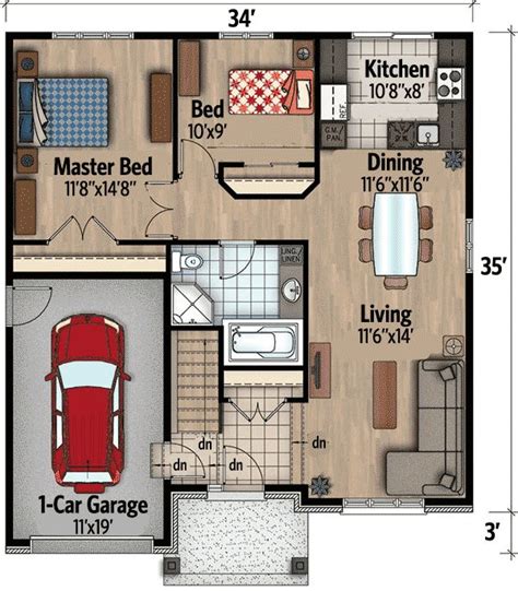 House Plans 2 Bedroom Small Modern Apartment