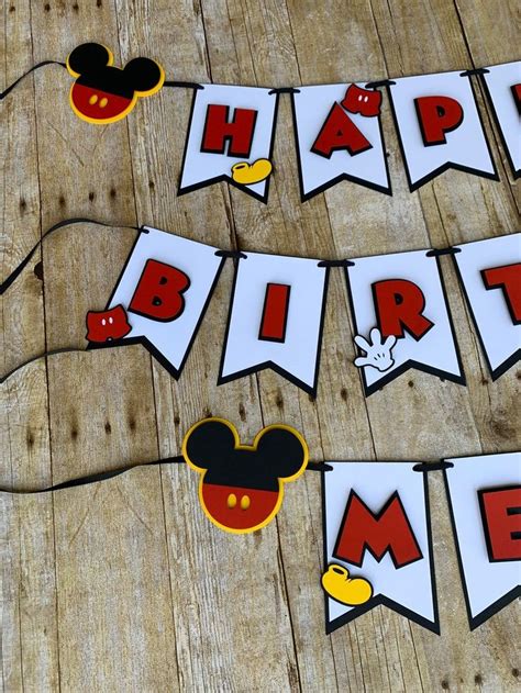 Mickey Mouse Inspired Birthday Banner Happy Birthday Banner Mickey Club House Oh Twoodles