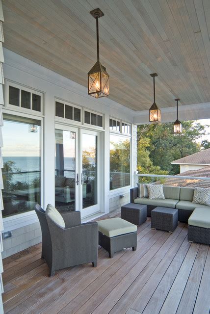 To determine which porch light fixture size might best suit your space, try examining your entryway from the curb, as lantern wall sconces often appear much. Exterior Porch Lighting - Traditional - Verandah ...