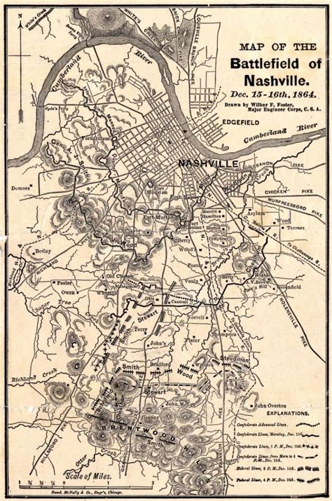 Map Of The Battle Of Nashville 1864 Civil War Tennessee Vacation