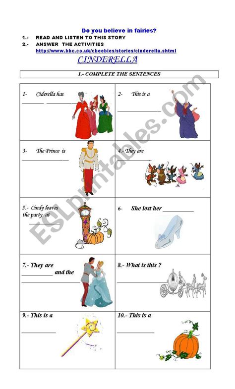 Cinderella Esl Worksheet By Yaluf