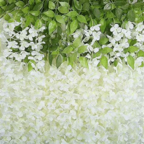 24 Pcs110cm Artificial Wisteria Artificial Flower Garland White Green