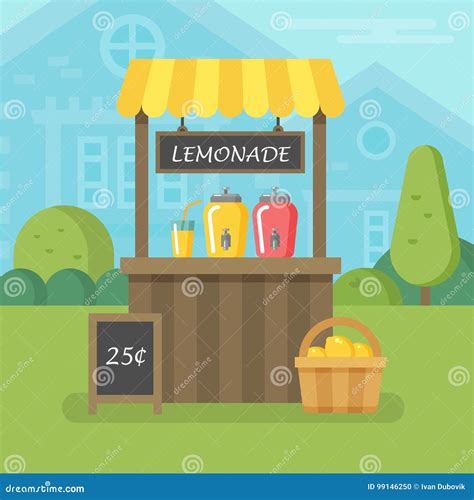 lemonade stand flat illustration stock vector illustration of lemons party 99146250
