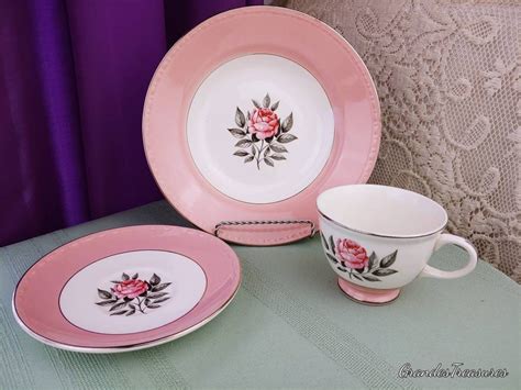 Norway Pink Rose Tea Cup And Saucer With Soup Bowl Mid Century Romantic Dinnerware Pink Rose