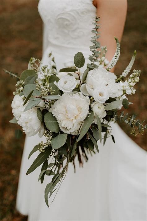 Eucalyptus Wedding Flowerswith Stunning White Peonies White Bridal