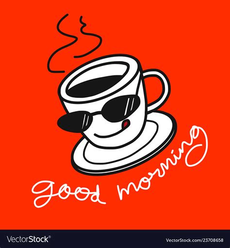 Good Morning Coffee Cartoon On Orange Royalty Free Vector