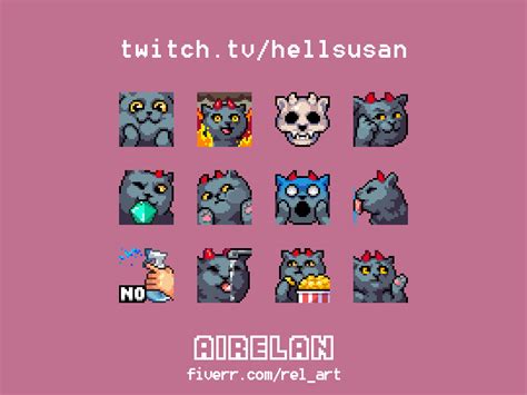 For Twitch Or Discord Premade Cat Emotes Pixel Art Styled Drawing