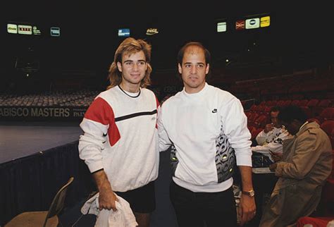 Tennis Player Andre Agassi Poses With His Girlfriend Wendi Stewart