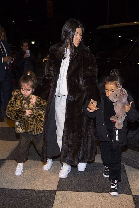 Kourtney Kardashian Looks Amazing In Long Fur Coat With Sweats As