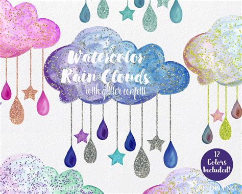 Rainbow Rain Clouds Clipart Commercial Use Clip Art