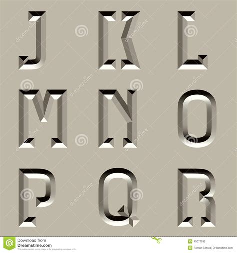 Stone Carved Alphabet Font Part 2 Stock Vector Image