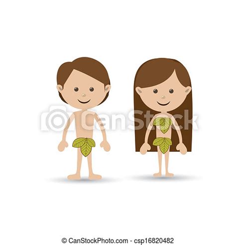 Adam And Eve Over White Background Vector Illustration Canstock