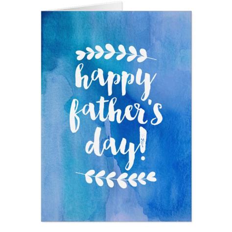 Happy Fathers Day Blue Watercolor Card