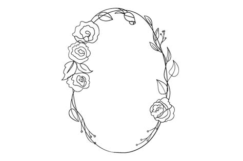 Dainty Oval Floral Frame Svg Cut File By Creative Fabrica Crafts