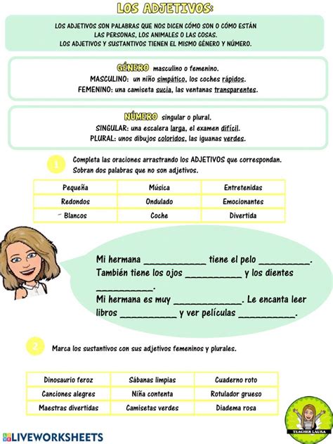 Adjetivos Interactive Worksheet Spanish Lesson Plans Interactive