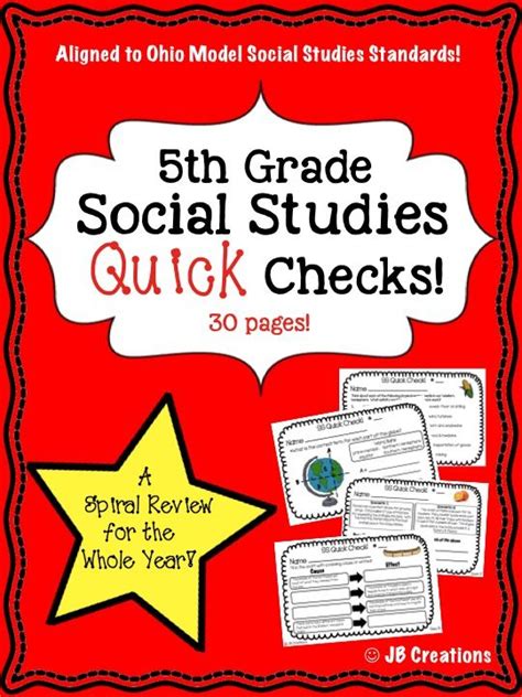 5th Grade Social Studies Quick Check Spiral Review Set Ohio Model