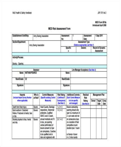 FREE 7 Sample Army Risk Assessment Forms In PDF