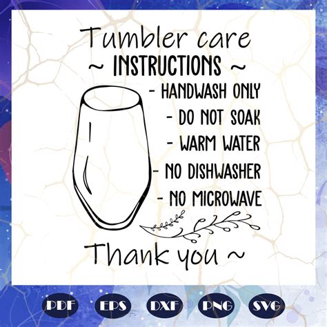 Tumbler Care Instructions Svg Care Card Svg Tumbler Washin Inspire Uplift