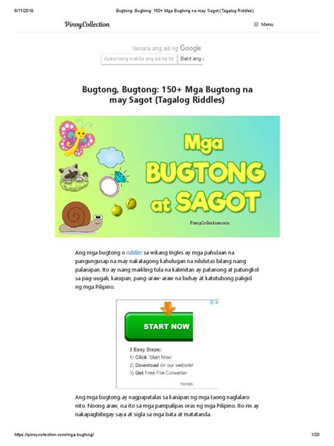 Bugtong Bugtong 150 Mga Bugtong Na May Sagot Tagalog Riddles Pdf