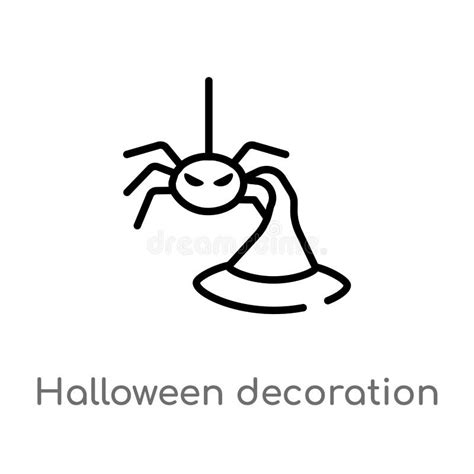 Outline Halloween Decoration Vector Icon Isolated Black Simple Line