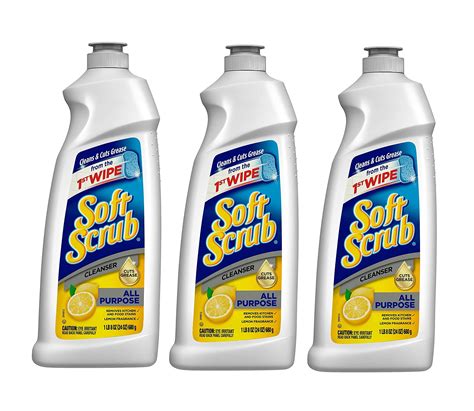 Soft Scrub Multi-Purpose Surface Cleanser, Lemon, 24 Fluid Ounces, 3 Pack - Walmart.com 