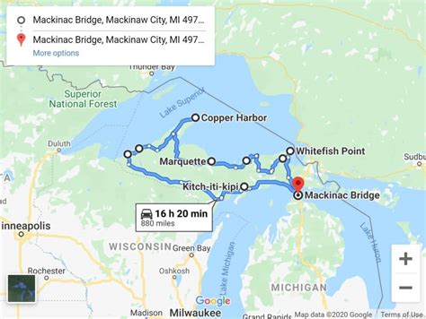 Upper Peninsula Road Map