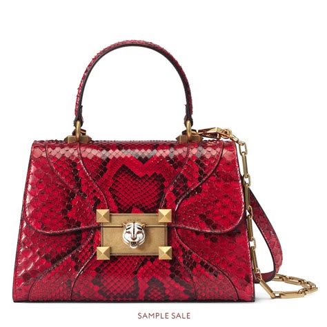 Gucci Osiride Small Snakeskin Top Handle Bag In Hibiscus Red Snakeskin