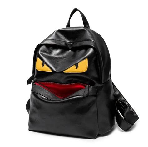 Men Backpack Black Preppy Style Monster School Backpacks Funny Quality