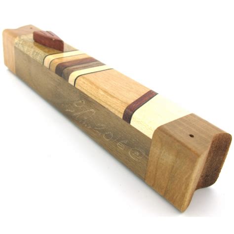 Fine Wooden Mezuzah With Light And Dark Stripes Mezuzah Master