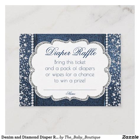 Denim And Diamond Diaper Raffle Tickets Enclosure Card