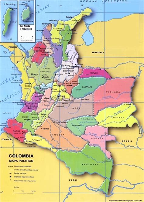Mapa Geográfico Da Colômbia Colombia Map Colombian Cities Colombia