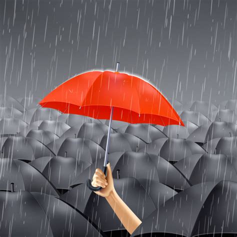 Parapluie Rouge Sous La Pluie | Vecteur Gratuite