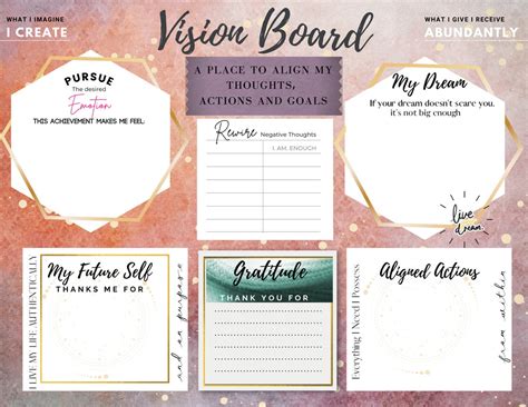 Vision Board Printable Manifesting Digital Printables Etsy