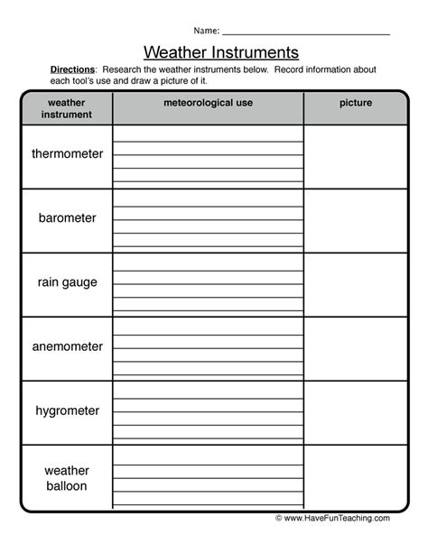 Manufacture your own weather instruments. Thermometer Worksheets | Have Fun Teaching