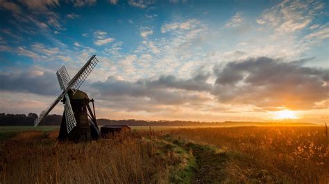 Brown And Gray Windmill Nature Landscape Hd Wallpaper Wallpaper Flare