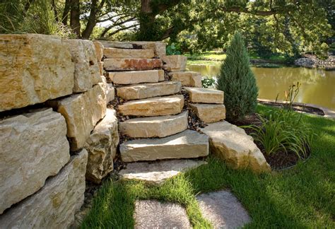 Boulder Wall With Steps Traditional Landscape Minneapolis By