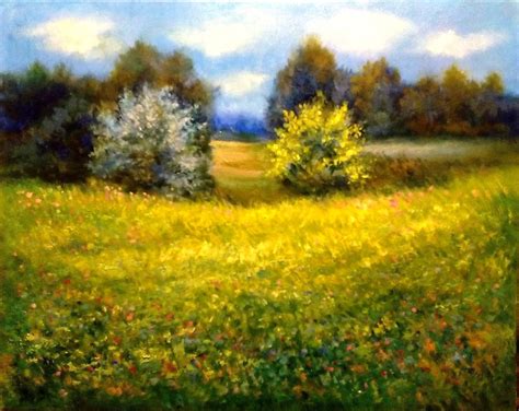 Blooming Meadow Painting By Ludmila Plokhotina Jose Art Gallery