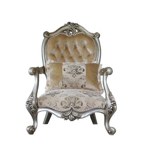 When you invite a large. Luxury Antique Silver Wood Trim VALERIA Chair Set 2 ...