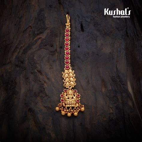 Historic Antique Lakshmi Tikka Studded With Ruby Green Synthetic Stones