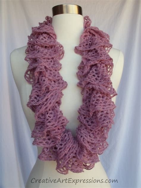 Creative Art Expressions Hand Knitted Soft Lace Frill Ruffle Scarves