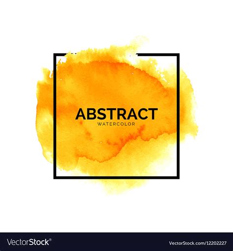 Abstract Yellow Watercolor Splash With Square Vector Image