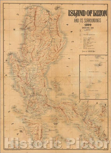 Historic Map Island Of Luzon And Its Surroundings 1899 Francisco J De Gamoneda Vintage