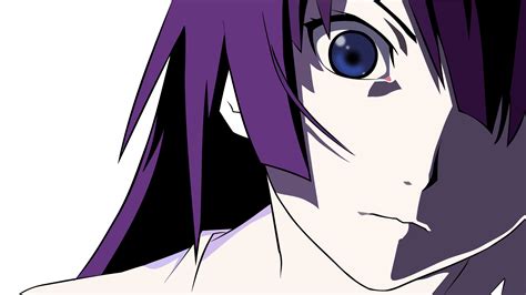 anime girls blue eyes monogatari series purple hair senjougahara hitagi anime hd wallpaper