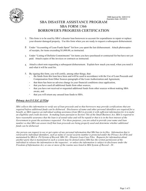 Sba Form 1366 Fill Out Sign Online And Download Fillable Pdf