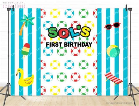 Beach Birthday Party Pool Party Backdrop Pool Party Banner Etsy In